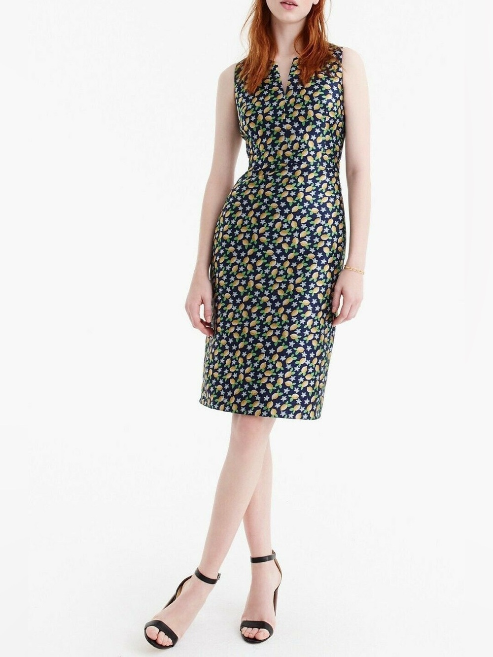 J.Crew Lemon Print Jacquard Sheath Dress | Size 8